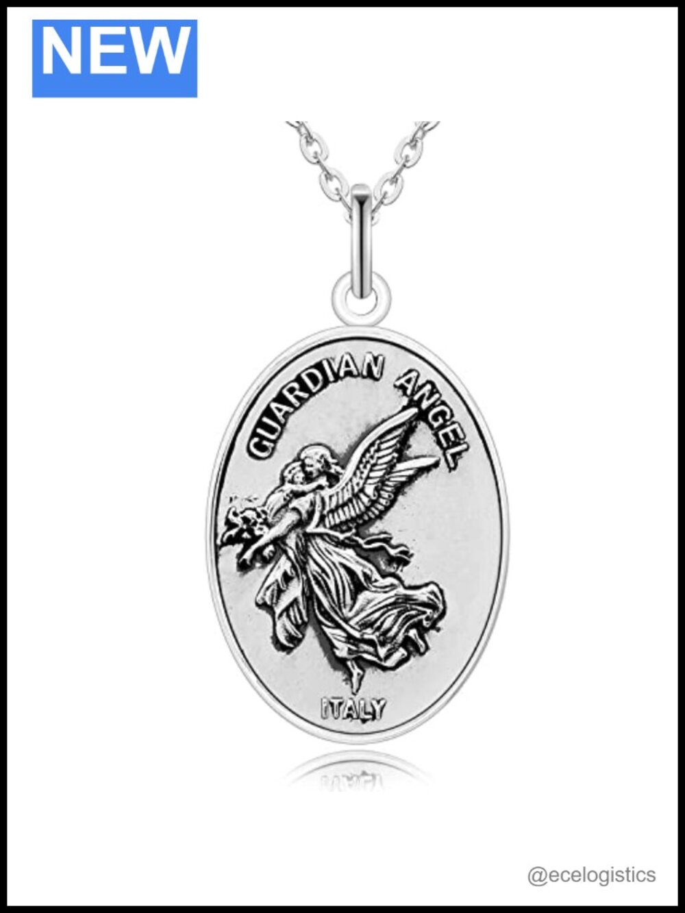 925 Sterling Silver Guardian Angel Pendant Necklace 16in Cable Chain